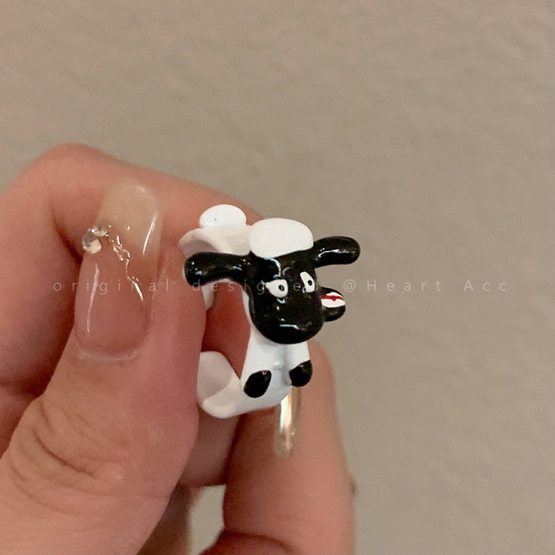 Punk eyes ring Cute Green Monster Ring For Women Fashion Sweet Two Color Cat Eyes Open Couple Ring party Finger Accessories