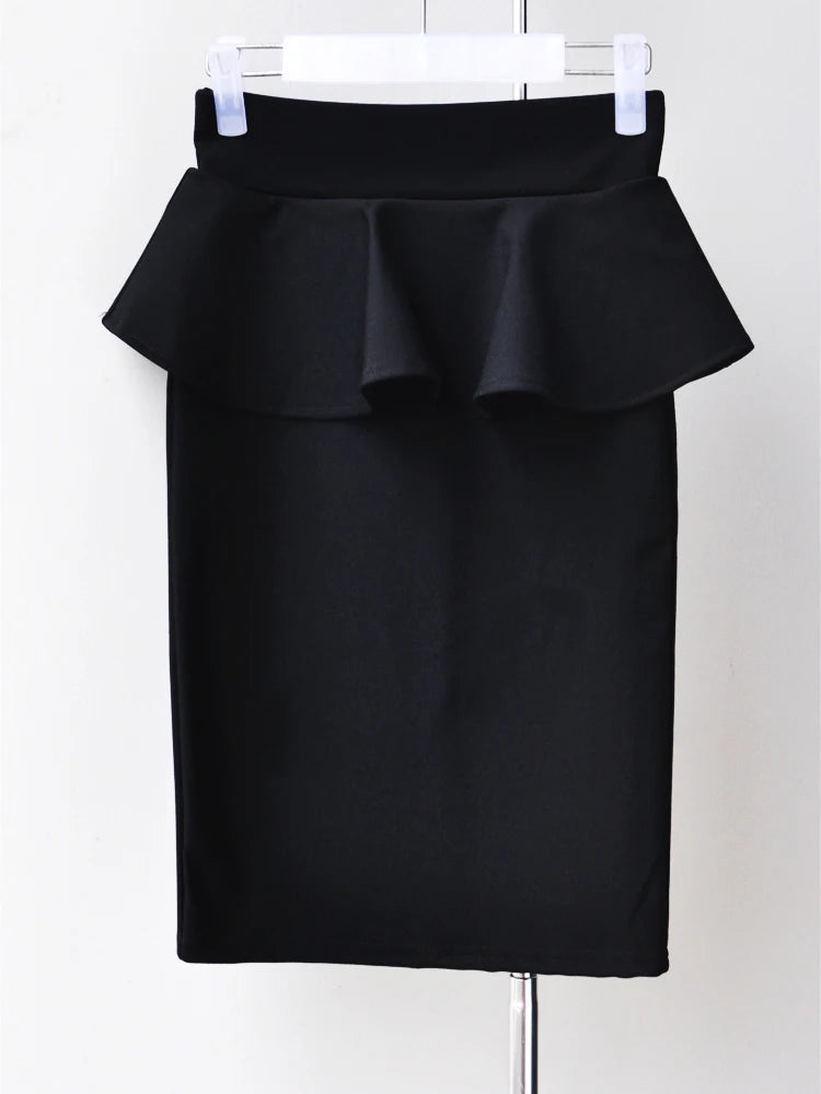 Slim Fit High Waist Ruffle Pencil Skirt