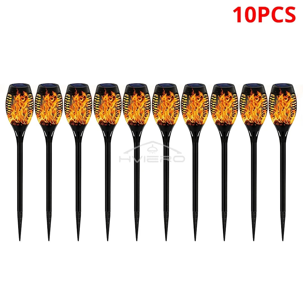 1/2/4/6/8/10/12X Solar Flame Torch Lights 12LED Flickering Waterproof Garden Decoration Outdoor Lawn Path Yard Patio Floor Lamp - Jeglowstore