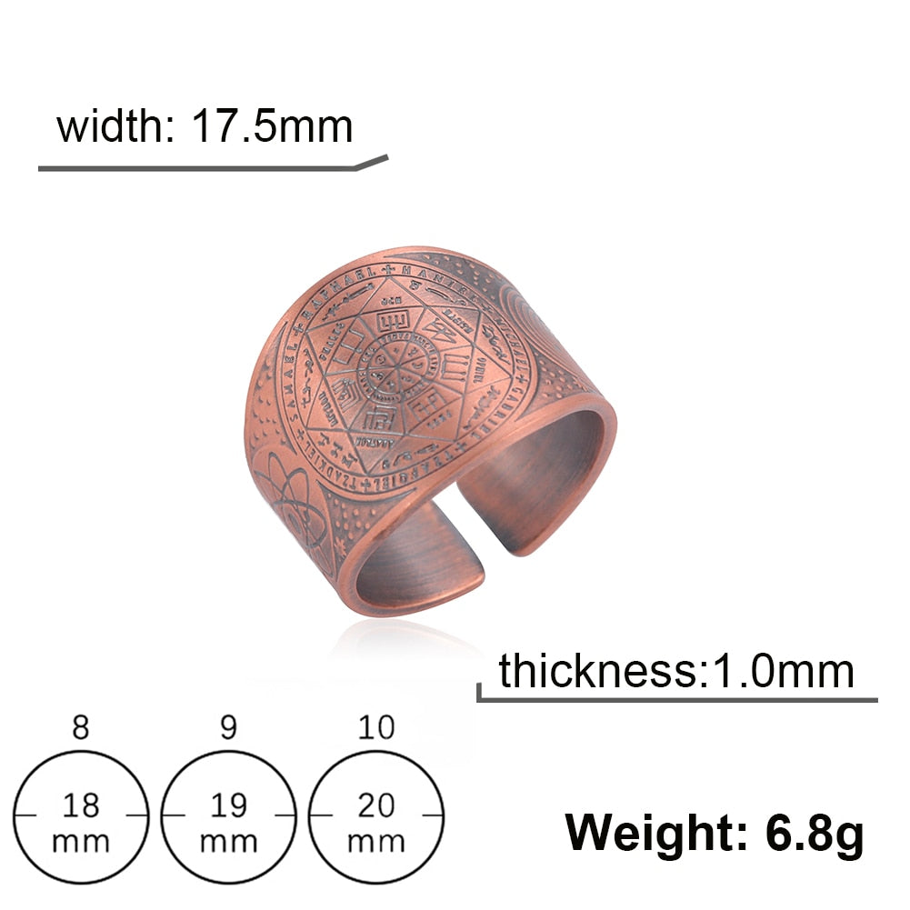 Dawapara Seal of The 7 Archangels Protection Ring Amulet Metatron Cube Lilith Symbol The Secrets of King Solomon Vintage Jewelry