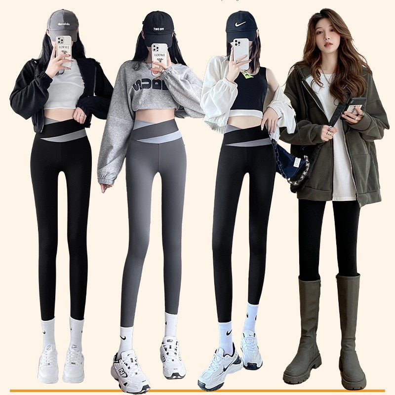 Sexy Crossed Waist Yoga Pants Women V-Waist Scrunch Butt Leggings Seamless Fitness Workout Push Up Tights Casual Sports Trousers
