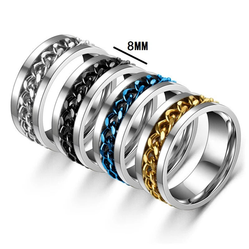 Rotatable Chain Fidget Ring for Men - Jeglowstore