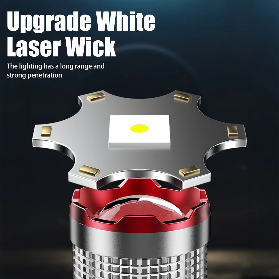 5000 MAH Powerful LED Flashlight Rechargeable Lamp Side Light Waterproof Handheld Torch Outdoor Camping Hiking