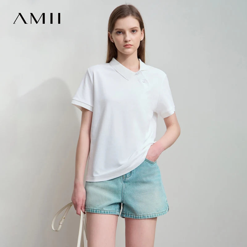 Amii Women’s Asymmetric Polo T-Shirt - Jeglowstore