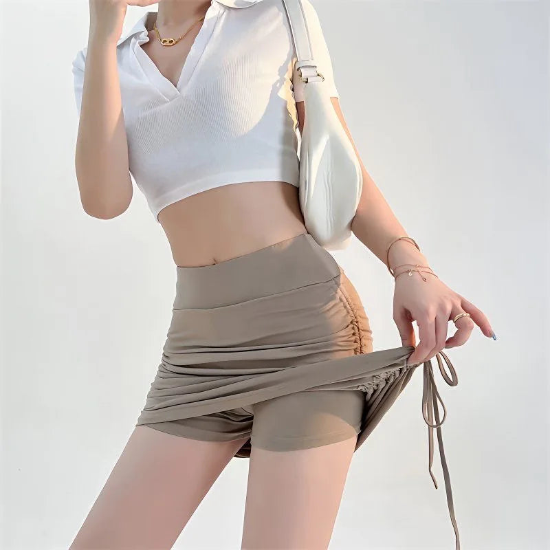 High Waist Drawstring Mini Skirt - Jeglowstore