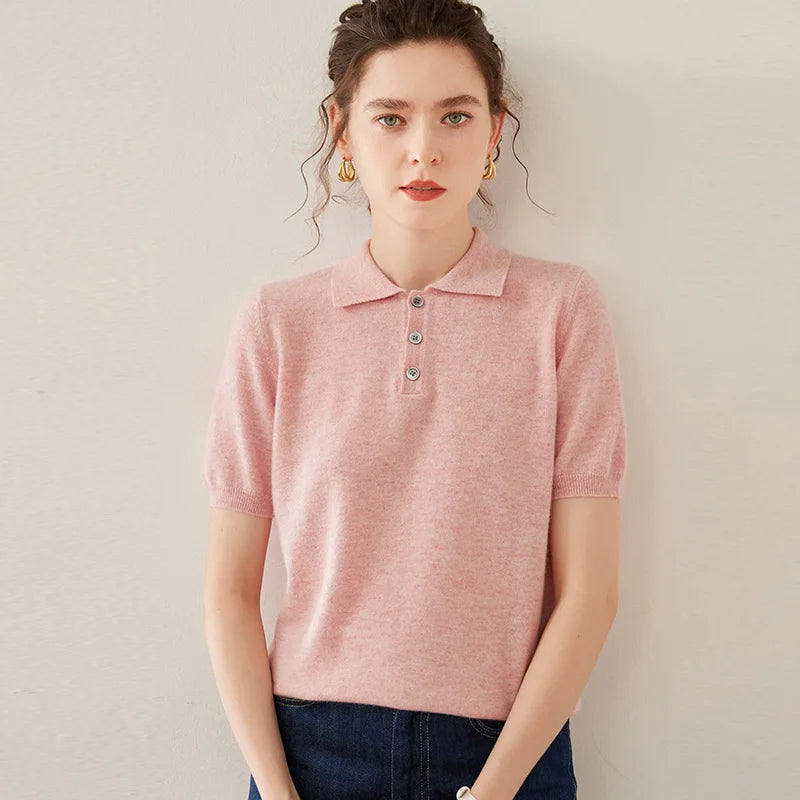Women’s Cashmere Polo T shirt