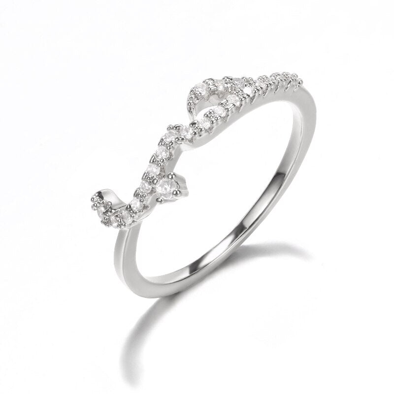 Fashion Classic Minimalism Stainless Steel Zircon Arabic Love Ring For Women Romantic Crystal Charm Jewelry Couple Wedding Gifts