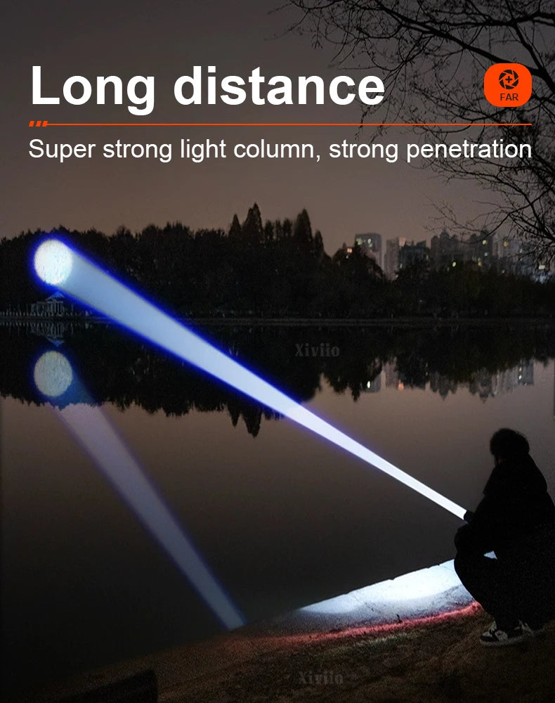 2025 NEW Ultra Bright LED Flashlight 85000000LM Strong Light Tactical Torch Rechargeable Portable Lamp Outdoor Camping Lantern