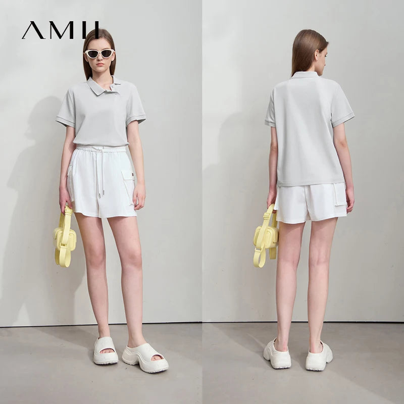 Amii Women’s Asymmetric Polo T-Shirt - Jeglowstore