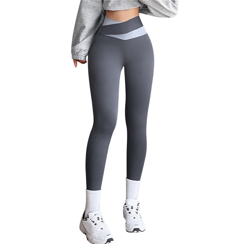Sexy Crossed Waist Yoga Pants Women V-Waist Scrunch Butt Leggings Seamless Fitness Workout Push Up Tights Casual Sports Trousers