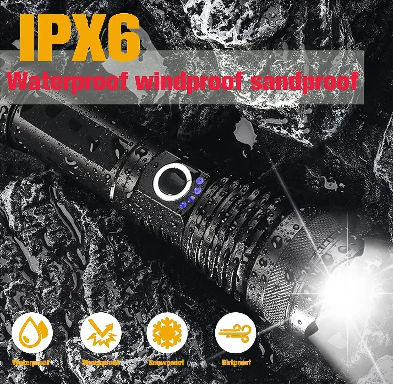 30W White Laser LED Flashlight Zoom Torch USB Rechargeable Light Outdoor Camping Hunting Fishing Walking Riding Lighting Lamp