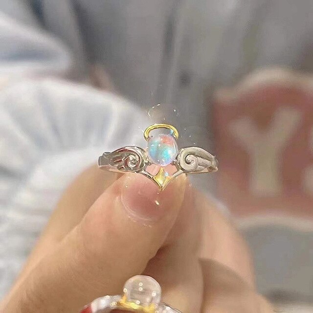 Kpop Crystal Love Heart Open Ring For Women Wedding Luxury Vintage Jewelry Y2K Accessories