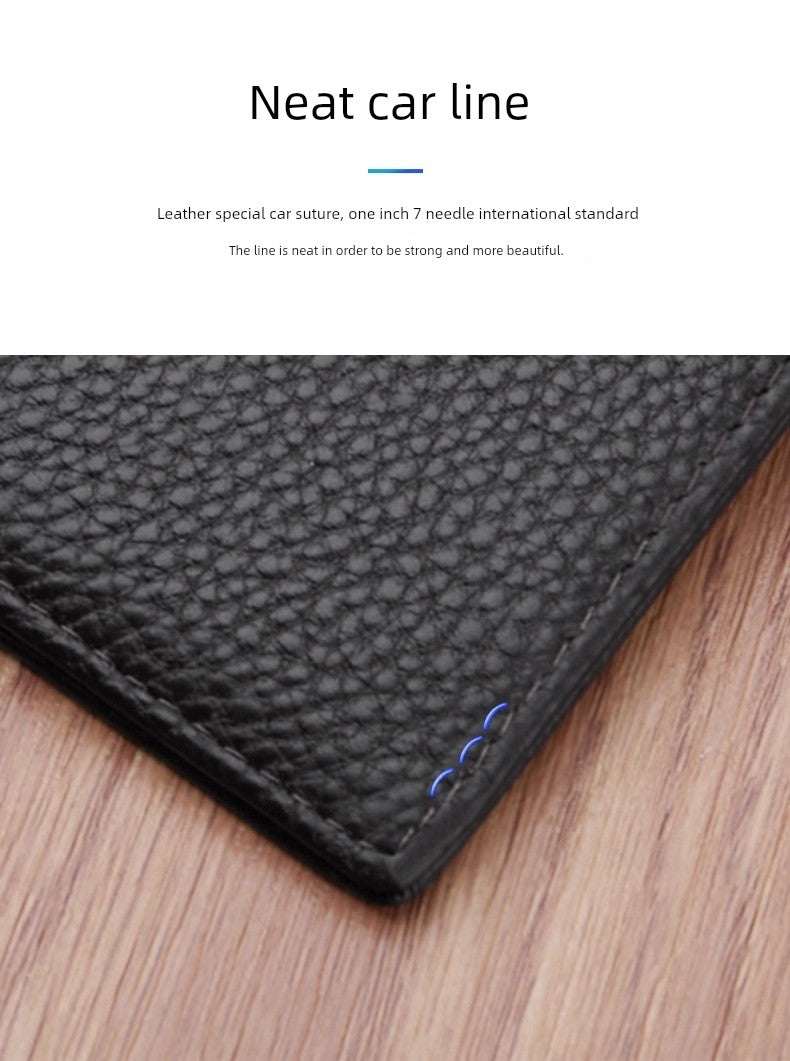 Ultra-Thin Genuine Leather Card Holder Men Driver's License Wallet Small and Simple Multi-Card Card Clip