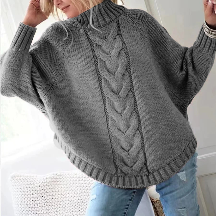 Women’s Loose Fit Cable Pullover - Jeglowstore