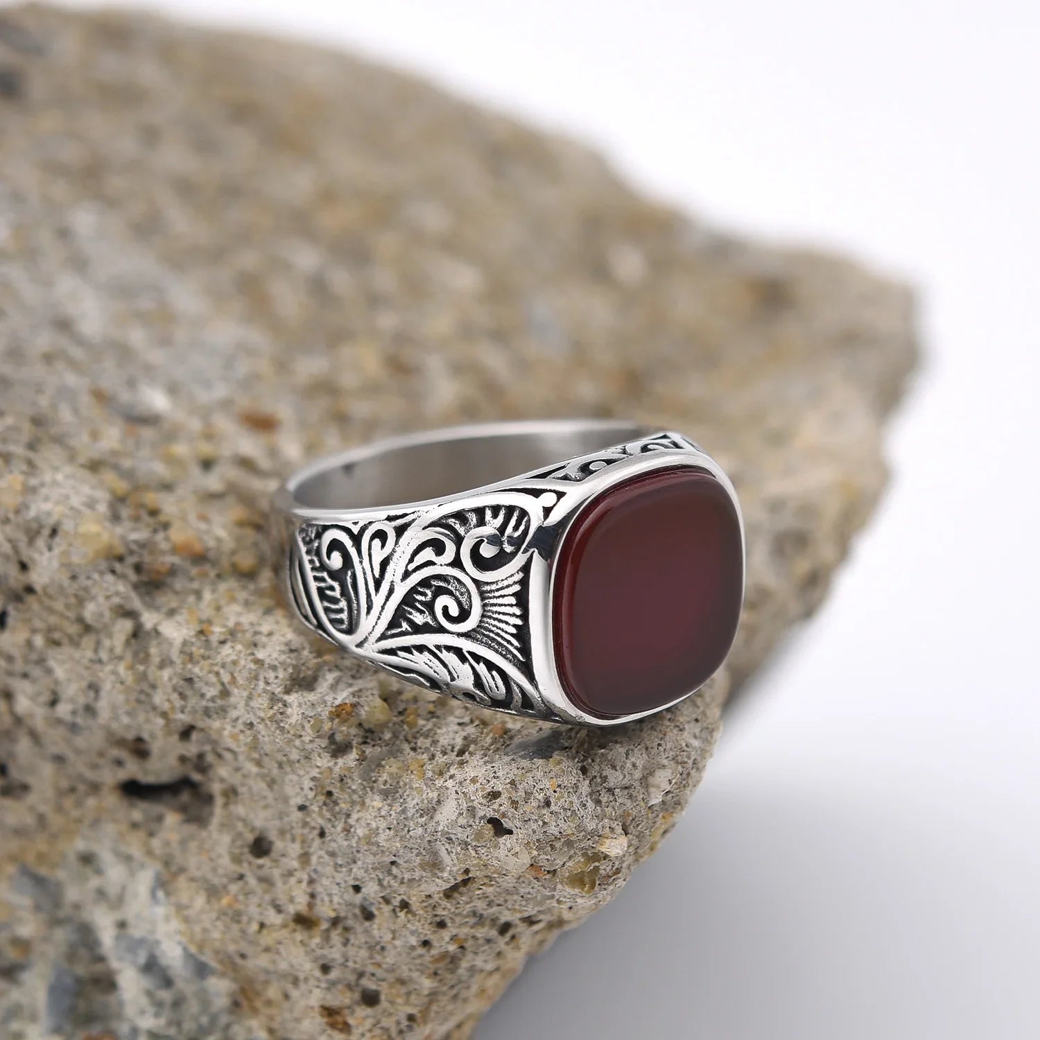 Men’s Multi-Color Stainless Steel Gemstone Ring - Jeglowstore