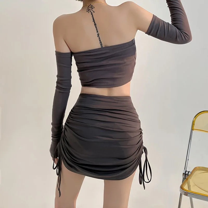 High Waist Drawstring Mini Skirt - Jeglowstore
