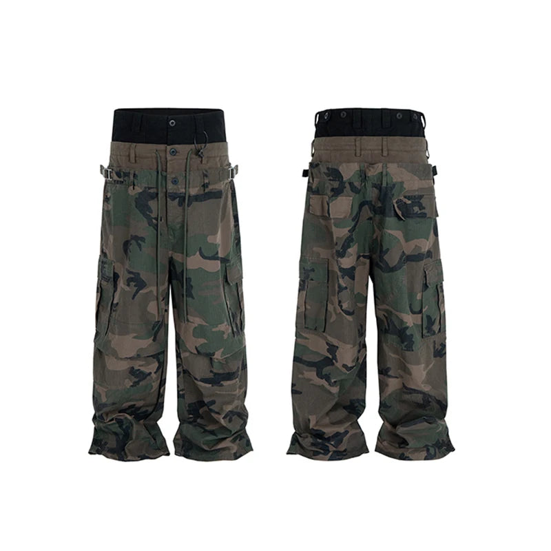 Double Waist Patchwork Baggy Jeans - Jeglowstore