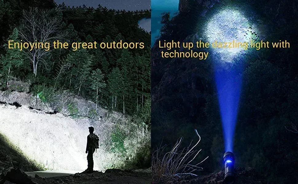30W White Laser LED Flashlight Zoom Torch USB Rechargeable Light Outdoor Camping Hunting Fishing Walking Riding Lighting Lamp