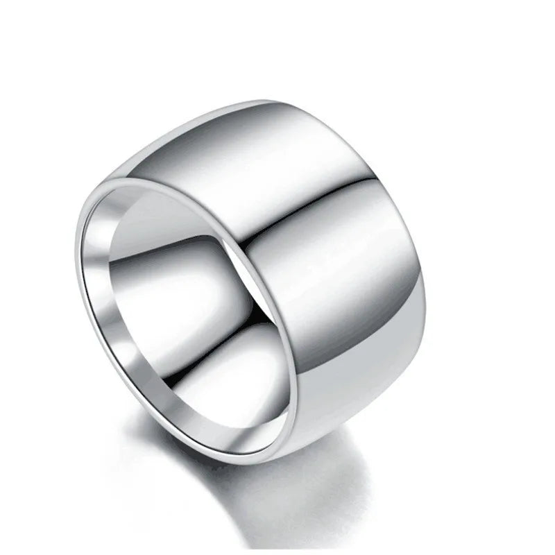 HNSP 12MM Wide Stainless Steel Smooth Ring For Men Punk Jewelry Finger Accessories Male - Jeglowstore