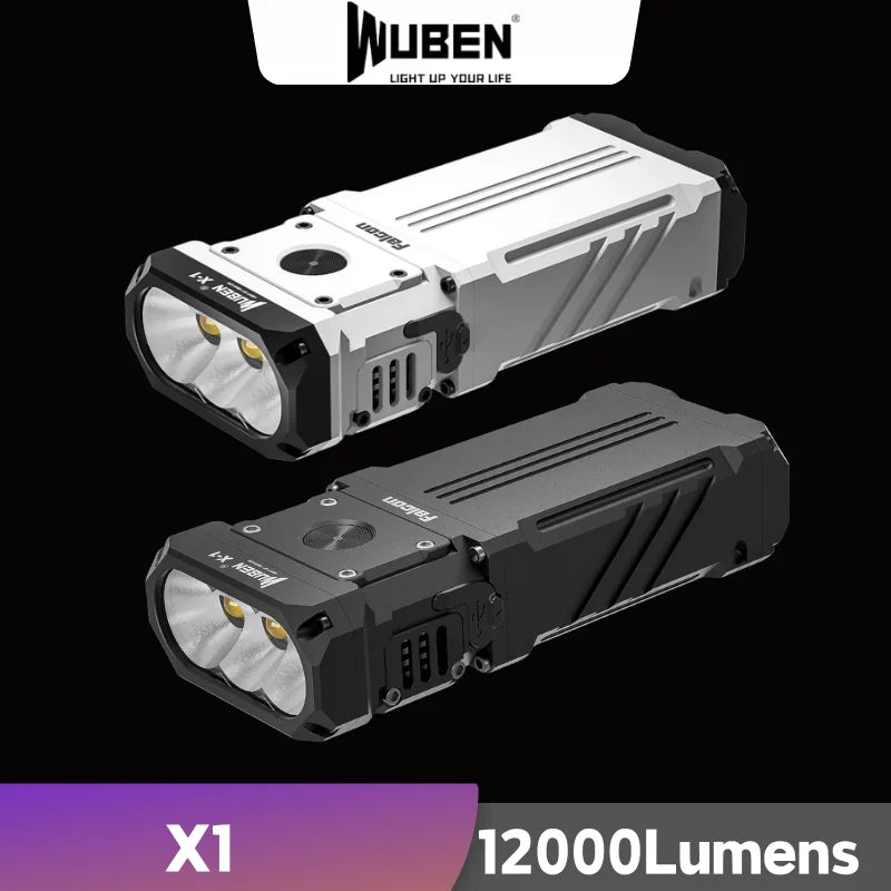 WUBEN X1 12000Lumens Type-C Rechargeable Flashlight Powerful Easy Carry Light Bicycle Flashlight
