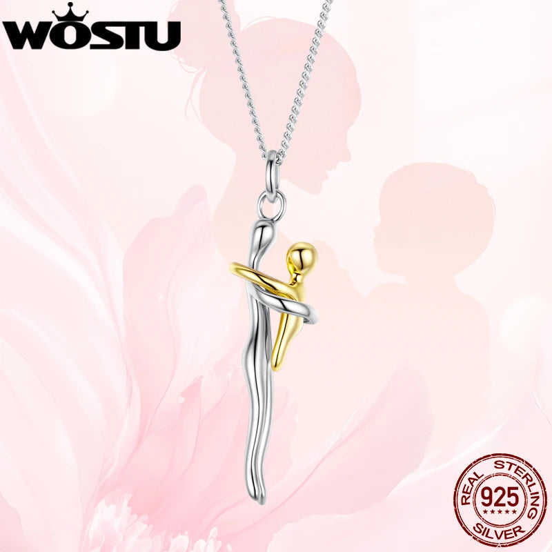 Two-Tone Mom & Child Sterling Silver Necklace - Jeglowstore