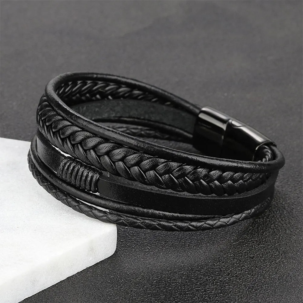 Genuine Leather Braided Men’s Bracelet - Jeglowstore