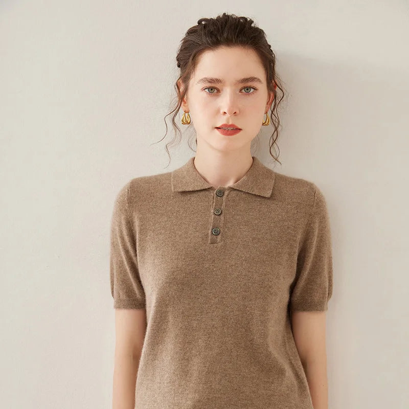 Women’s Cashmere Polo T shirt
