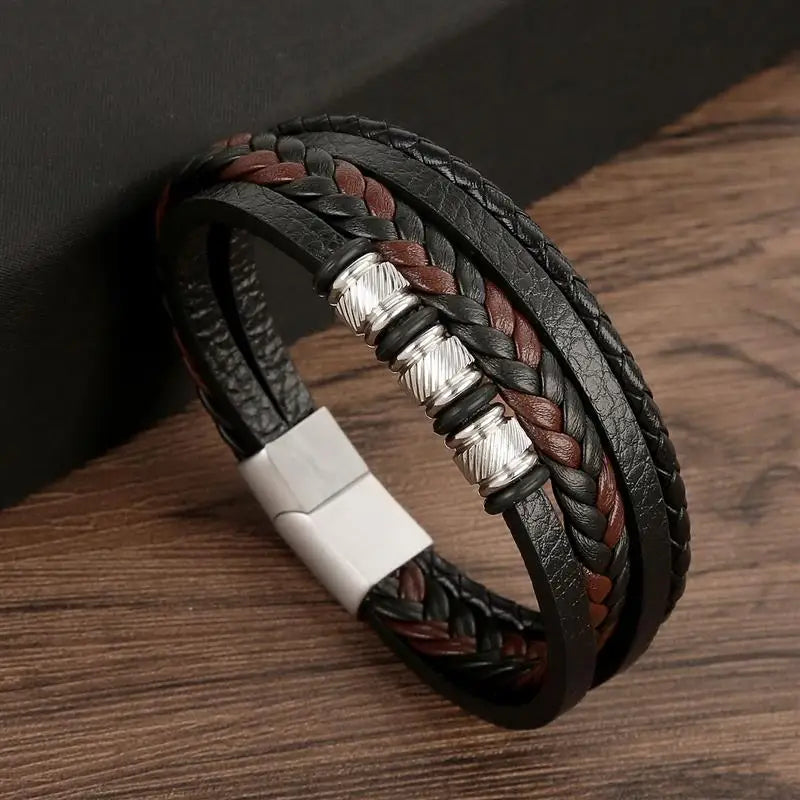 Men’s Classic Handwoven Leather Bracelet - Jeglowstore