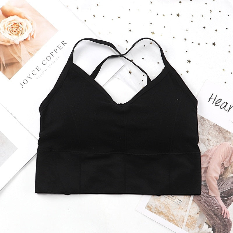 Women Cross Strap Sports Bra Top Women Push Up Sport Bra Yoga Gym Crop Top Brassiere Fitness Top Sport Bra Breathable Bras