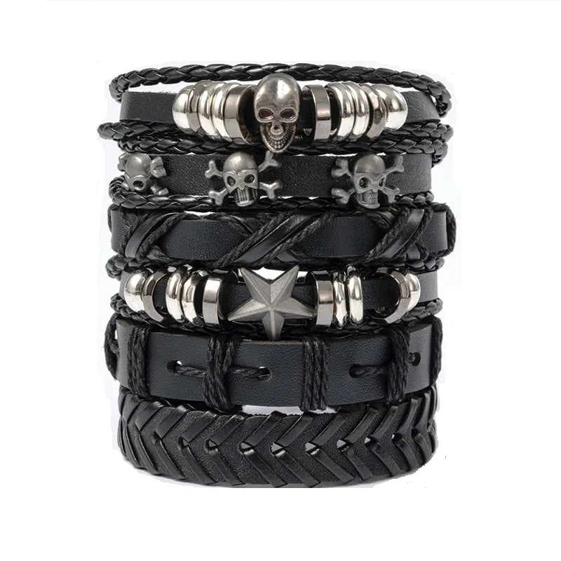 Rock Gothic Multilayer Leather Bracelet - Jeglowstore