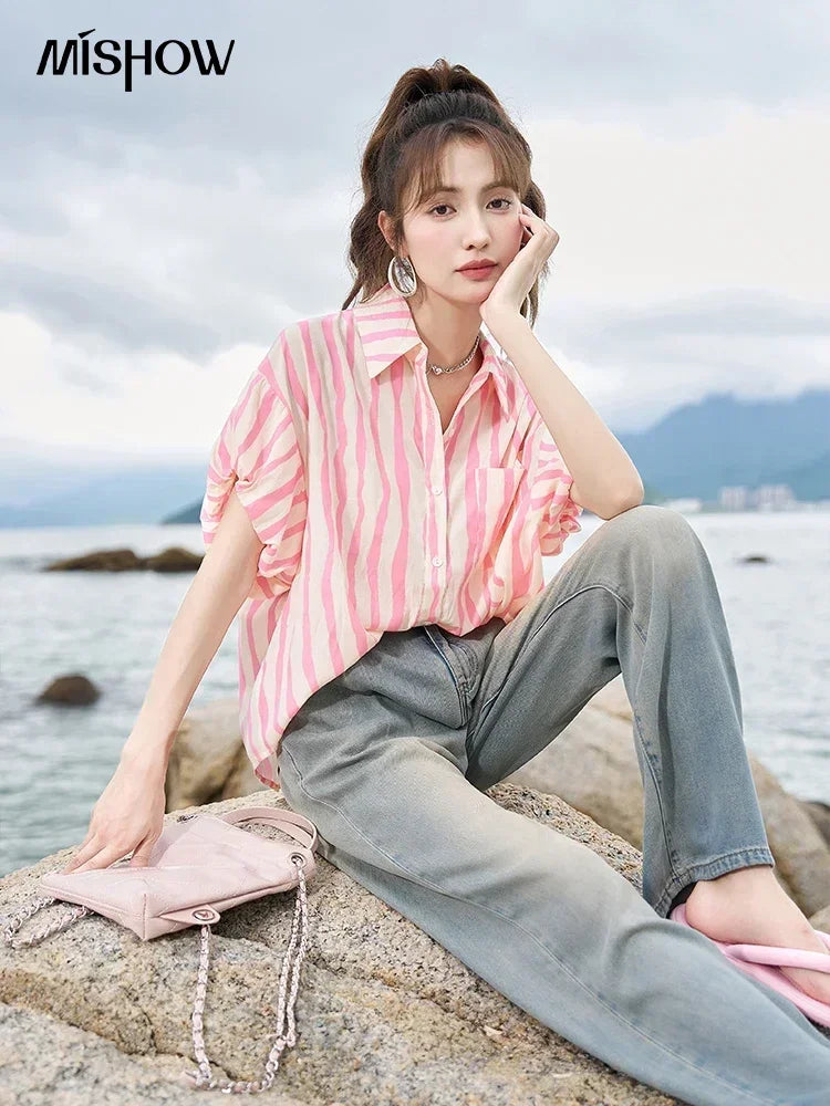 Women’s Office Striped Polo Shirt - Jeglowstore