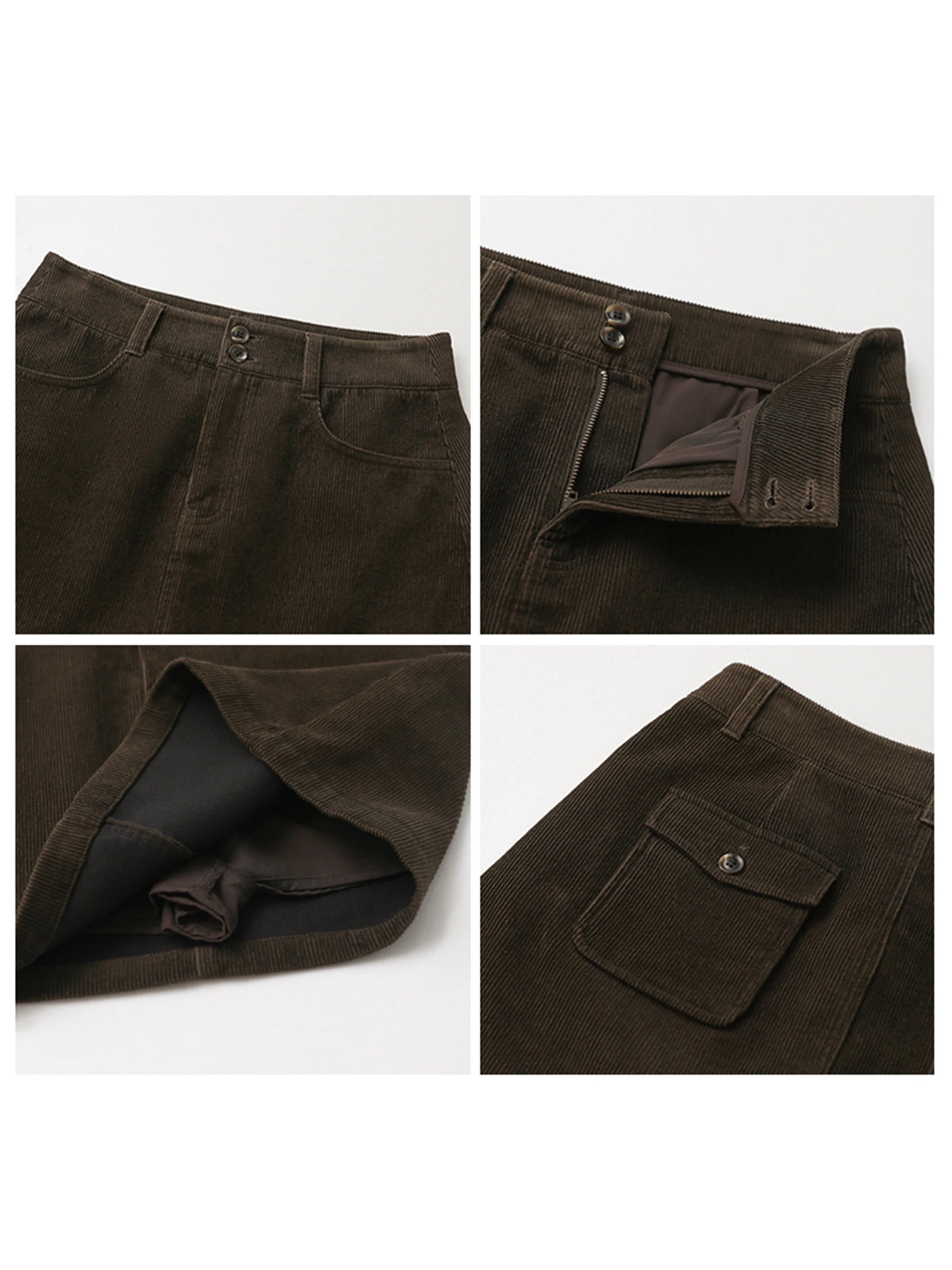 Retro High Waist Corduroy A-Line Skirt - Jeglowstore