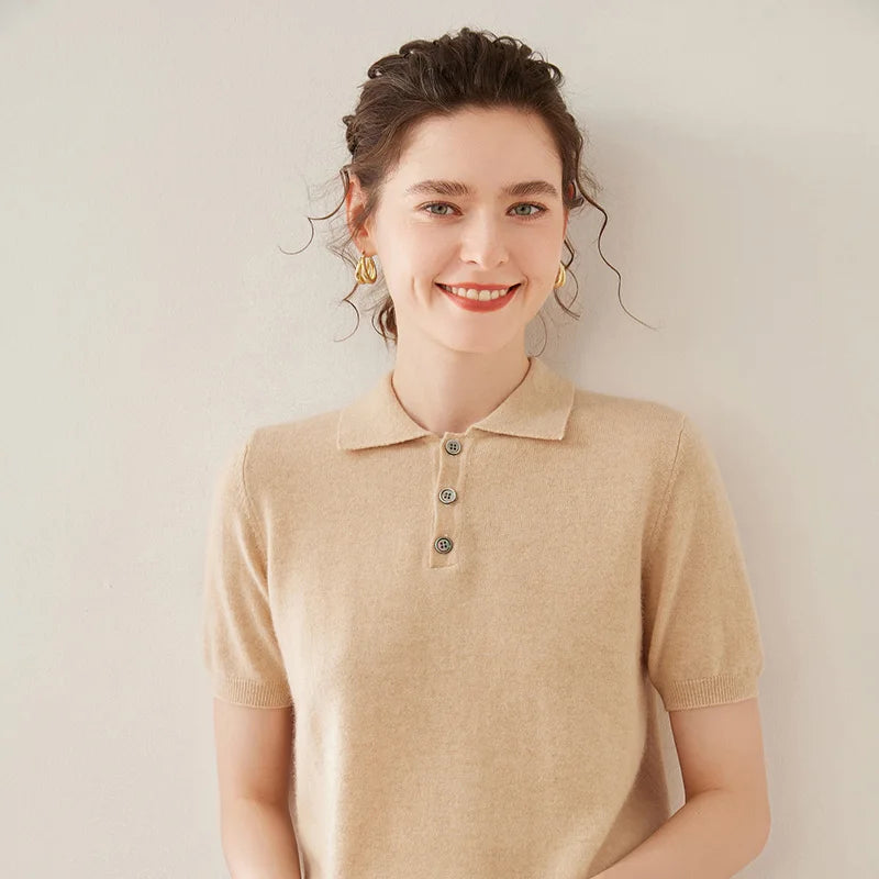 Women’s Cashmere Polo T shirt