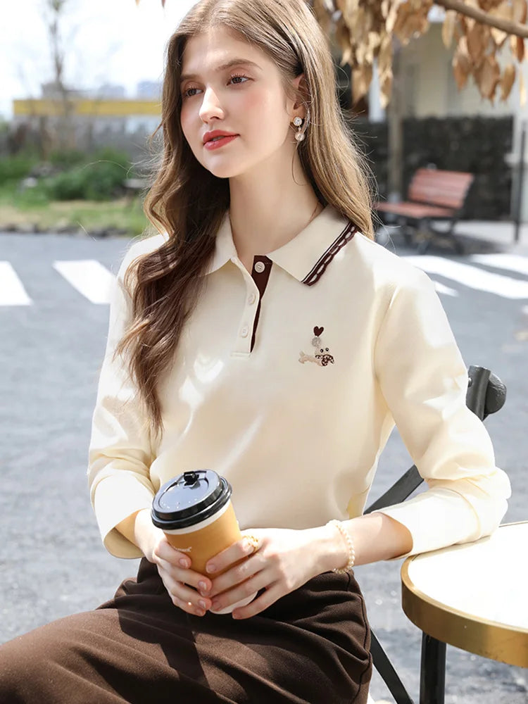 Women’s Contrast Polo Neck T-Shirt