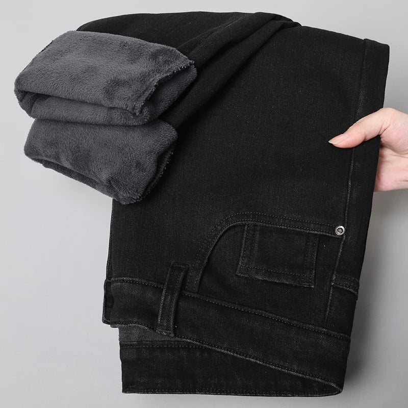 Warm Stretch Loose Fit Denim Pants - Jeglowstore