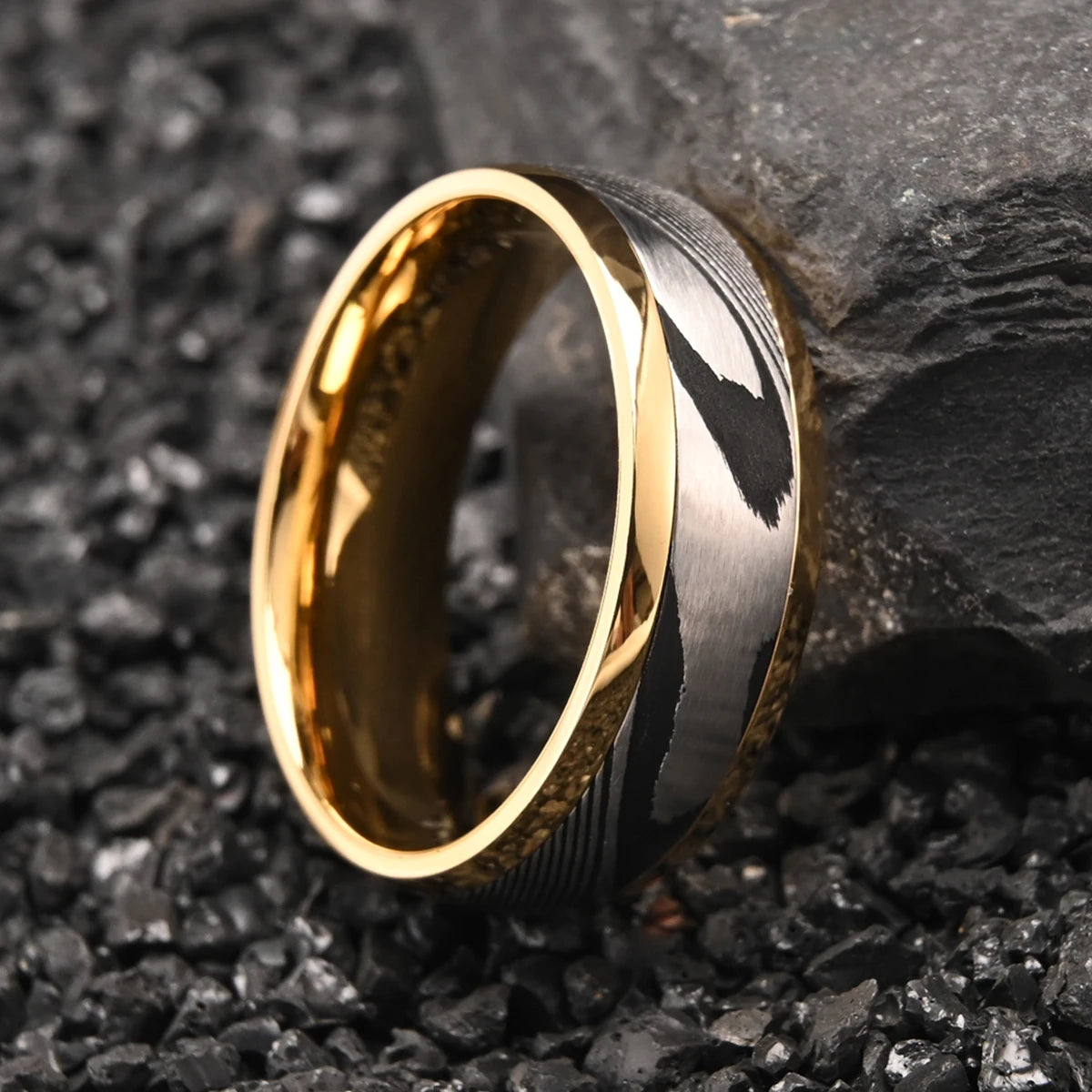 8mm Damascus Steel Wedding Ring - Jeglowstore