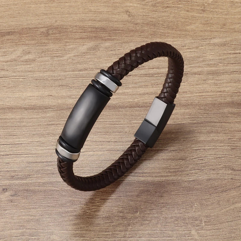 Business Style Leather Men’s Bracelet - Jeglowstore