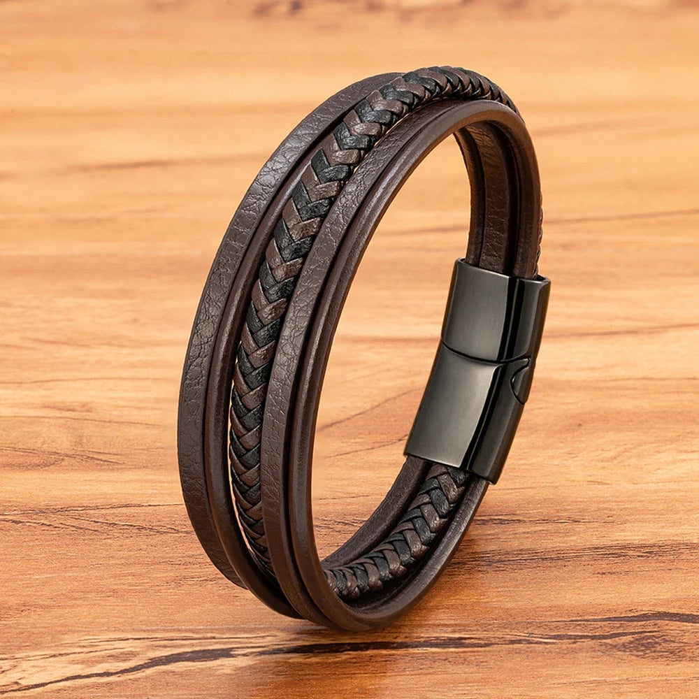 Men’s Multilayer Woven Leather Bracelet