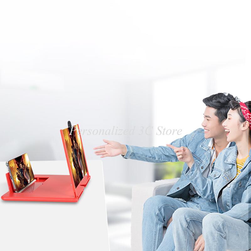 12/10 Inches 3D Screen Amplifier Mobile Phone Screen Video Magnifier for Smartphone Enlarged Screen Phone Stand Bracket