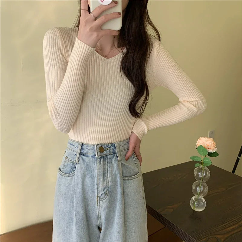 Women’s Solid Color Knit Sweatert - Jeglowstore