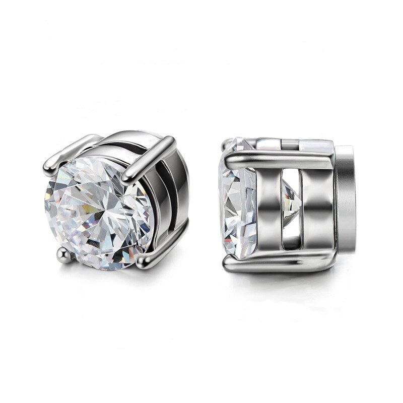 Fashion Magnetic Stud Earring Men Women Shining Magnet Ear Studs Zircon Stone Ear Clip Non-piercing Earrings Jewelry Accessories
