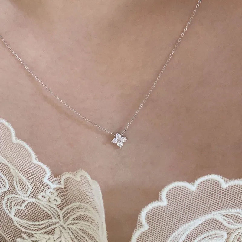 Sterling Silver Four Leaf Charm Necklace - Jeglowstore