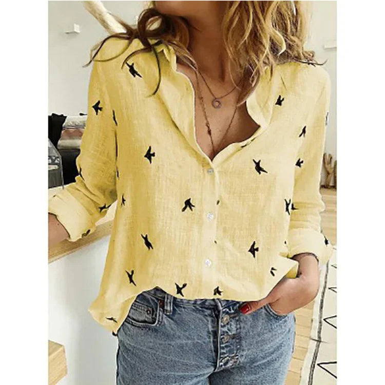 Women’s Spring Autumn Linen Shirt - Jeglowstore