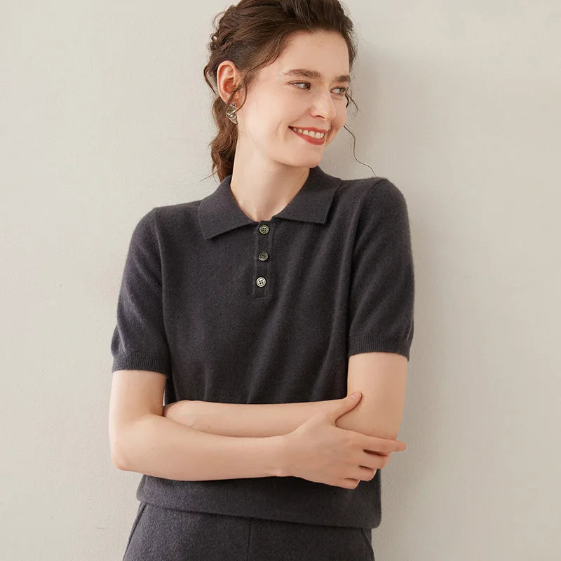 Women’s Cashmere Polo T shirt