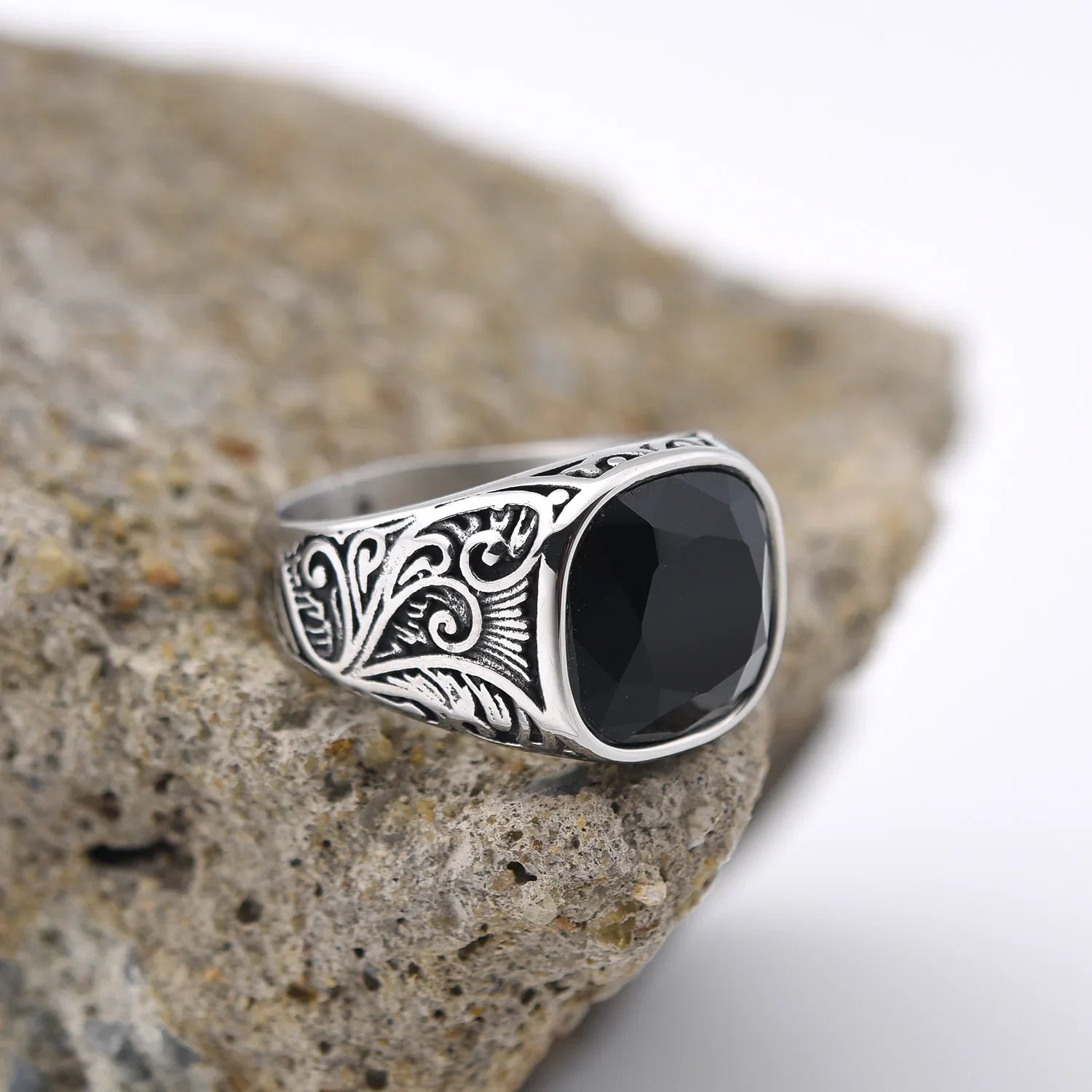 Men’s Multi-Color Stainless Steel Gemstone Ring - Jeglowstore