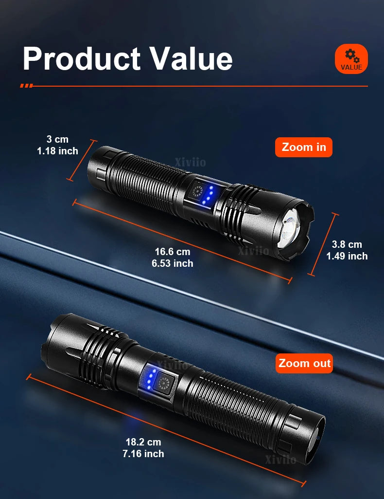 2025 NEW Ultra Bright LED Flashlight 85000000LM Strong Light Tactical Torch Rechargeable Portable Lamp Outdoor Camping Lantern