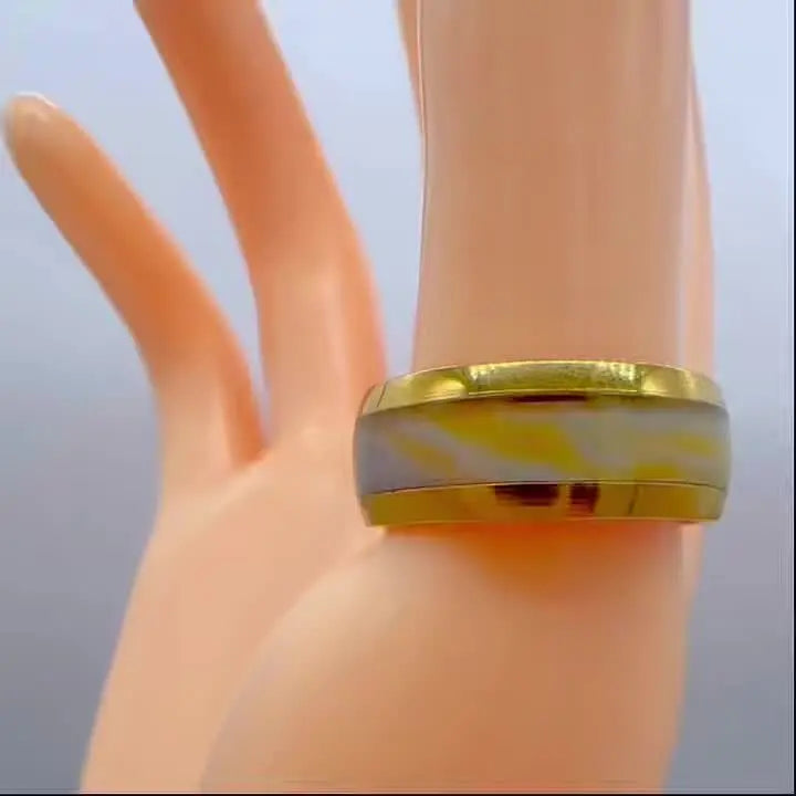 Men’s 8mm White Inlay Stainless Steel Ring - Jeglowstore