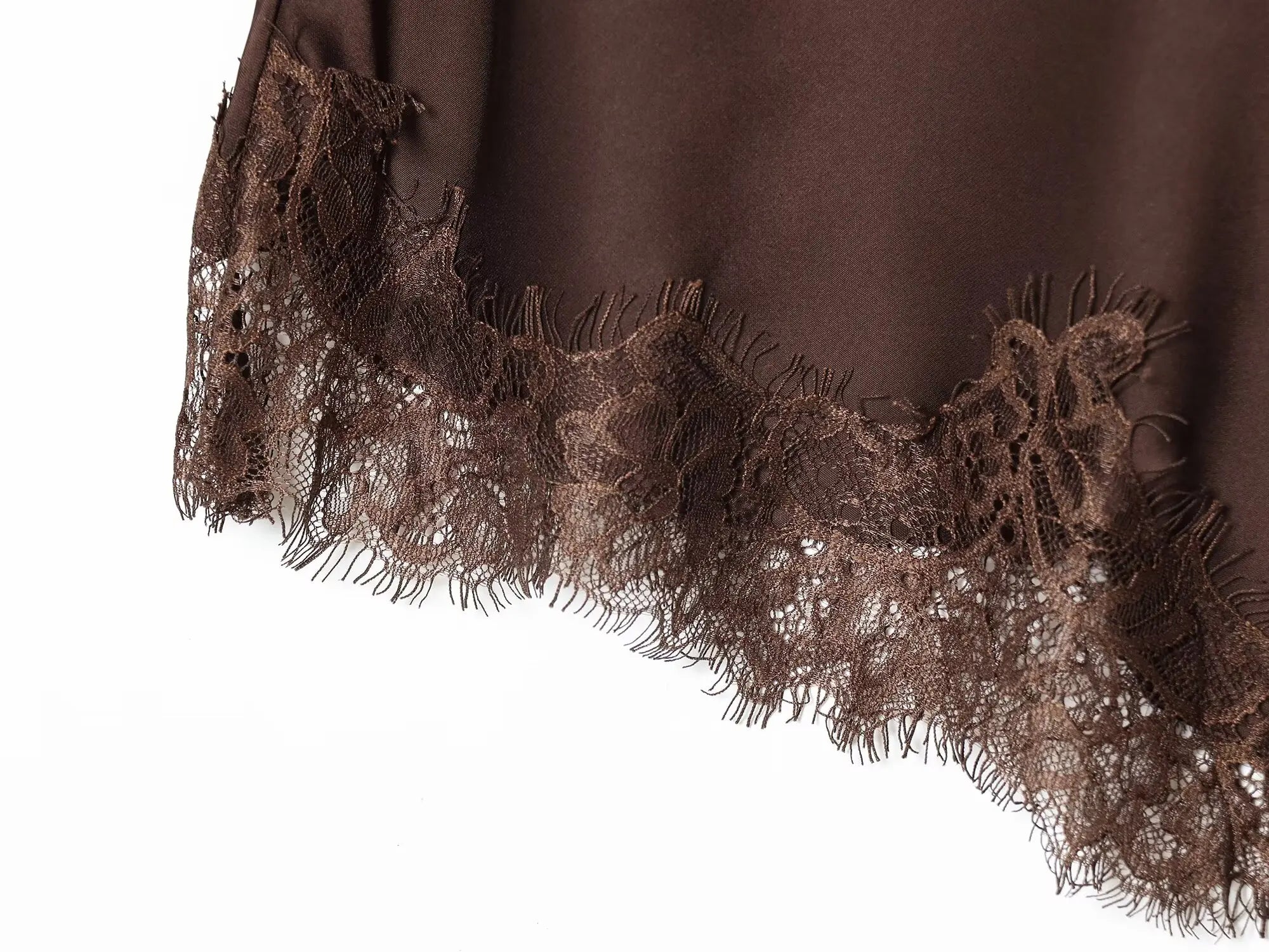 BSAY Asymmetric Lace Satin High Waist Skirt