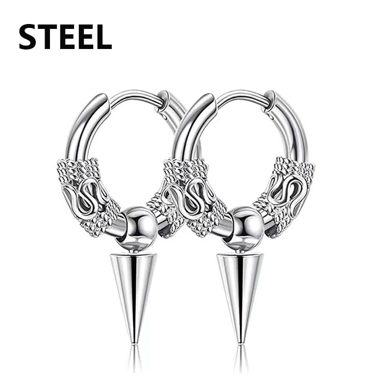 2pc korean Fashion Cross feather Stud Earrings Punk Rock Style For Women men High Quality Stainless steel Hiphop Ear Jewelry