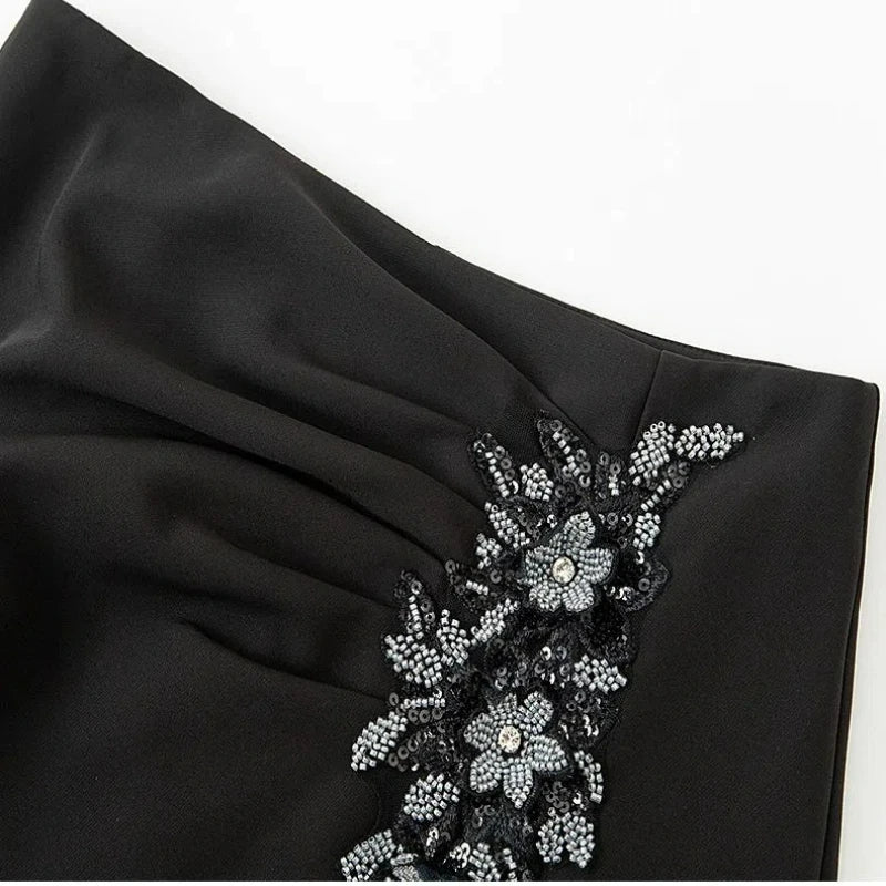 Elegant Black Slit Midi Skirt - Jeglowstore